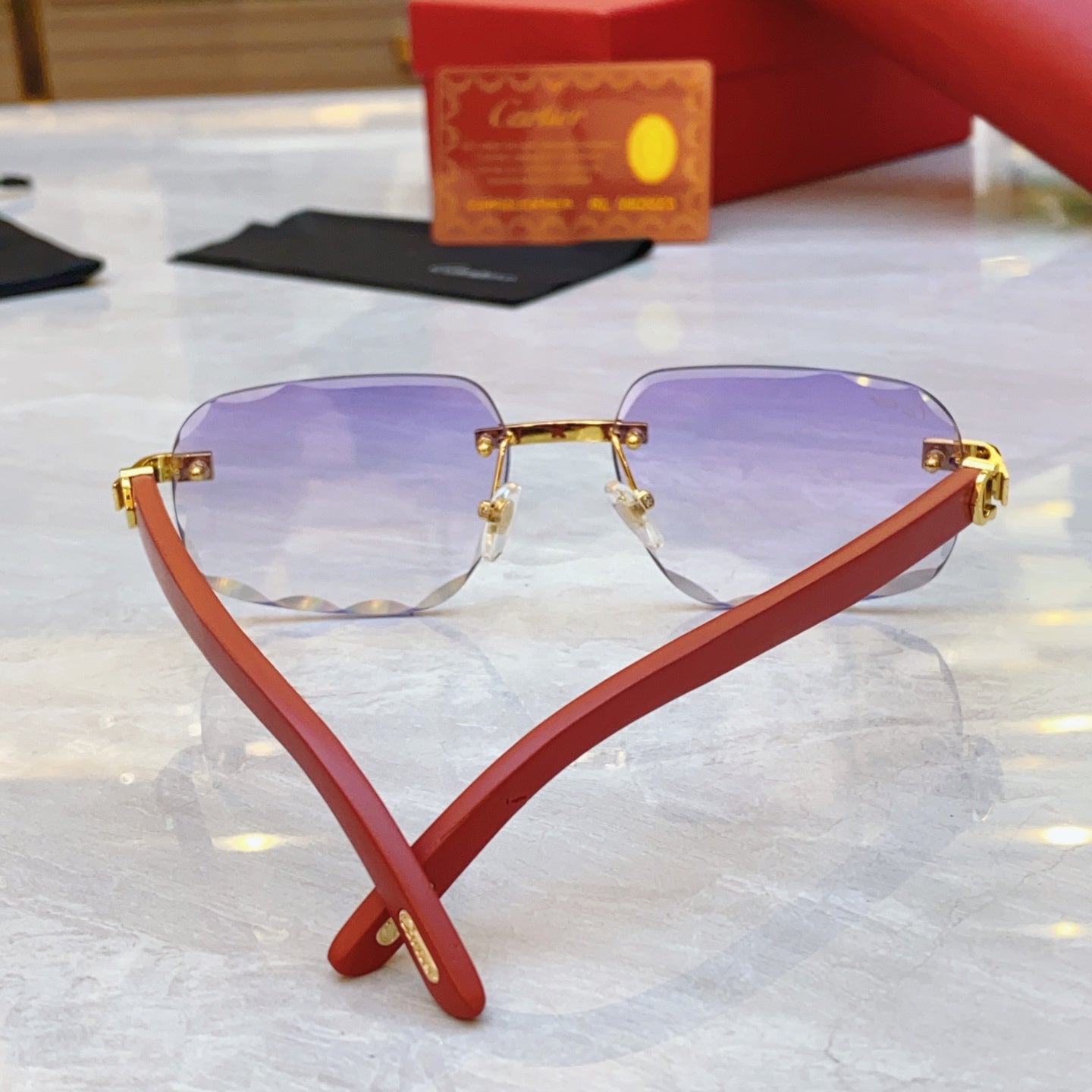 High end cutting wave frameless sunglasses