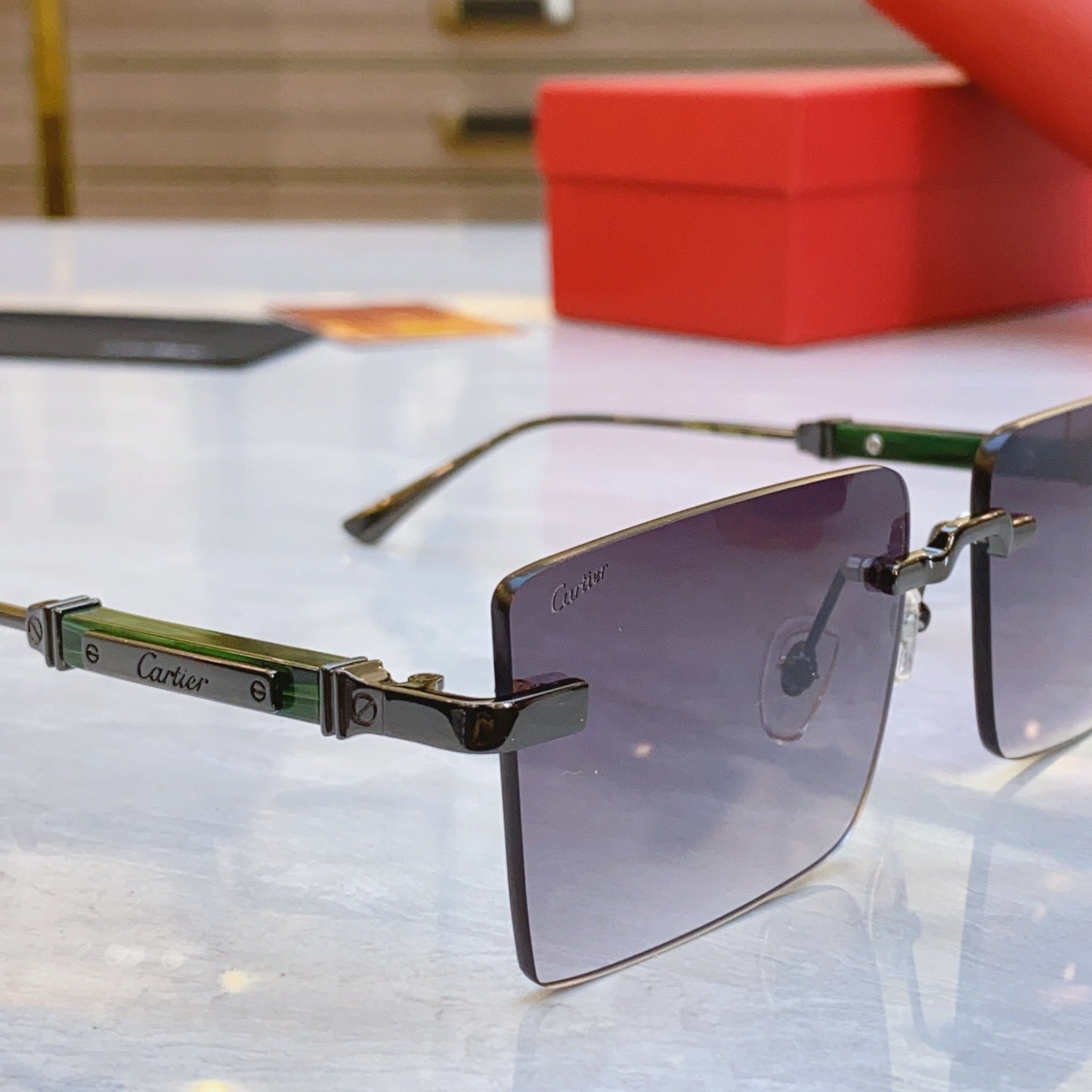 ﻿High-end Chic Gradient Square Rimless Shades Sunglasses