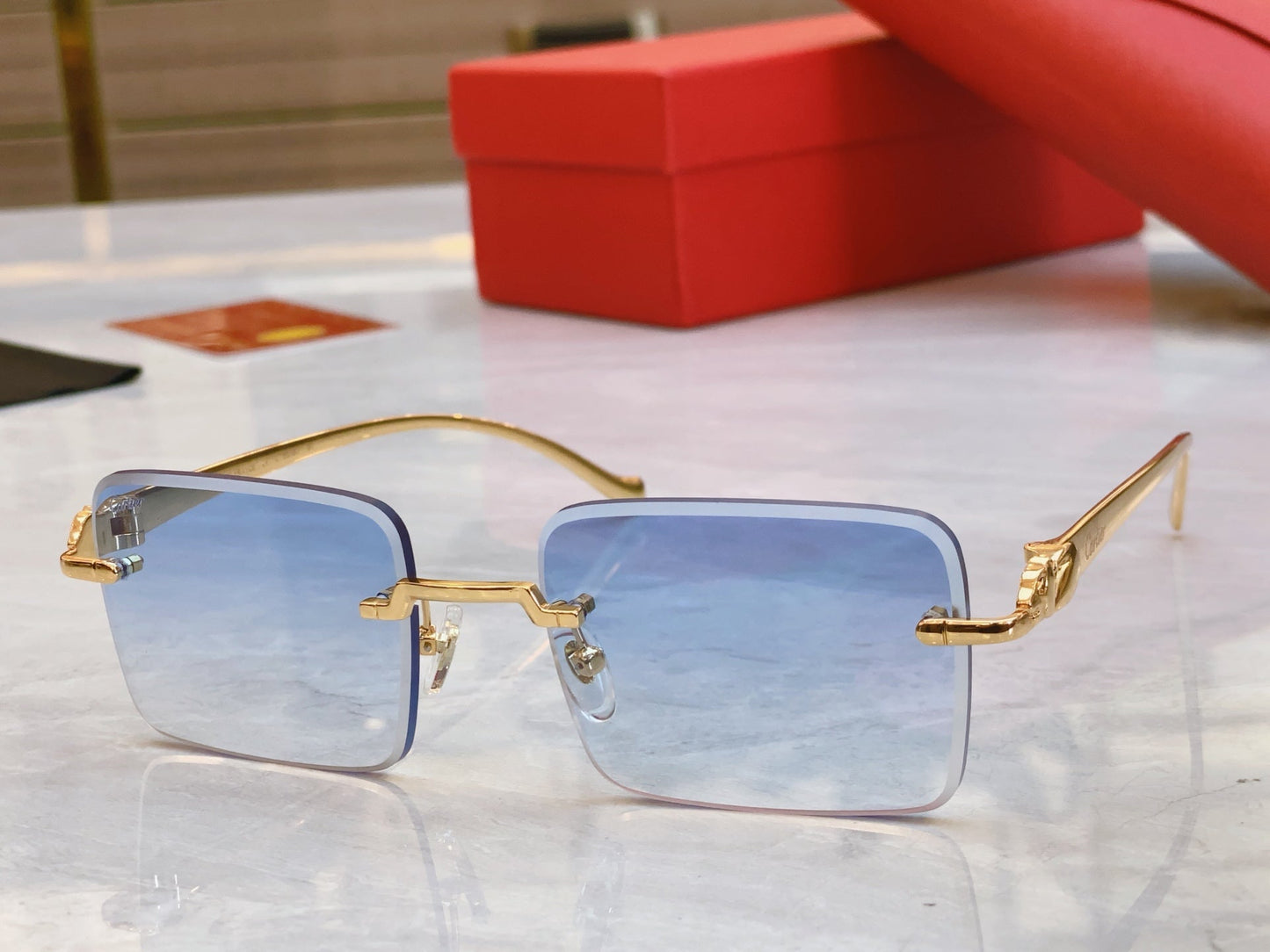 Square frameless design high-end sunglasses