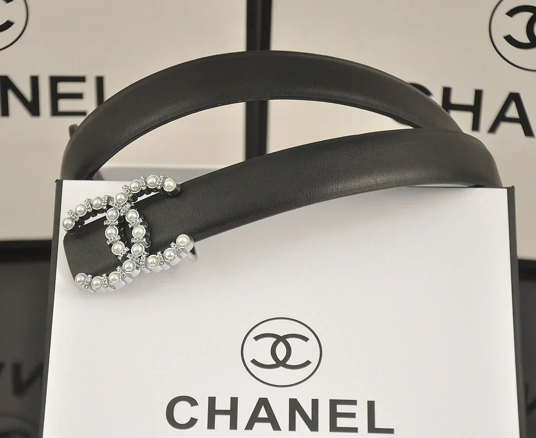 6 color double C pearl rhinestone belt