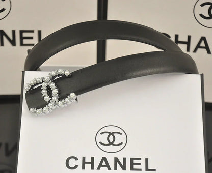 6 color double C pearl rhinestone belt