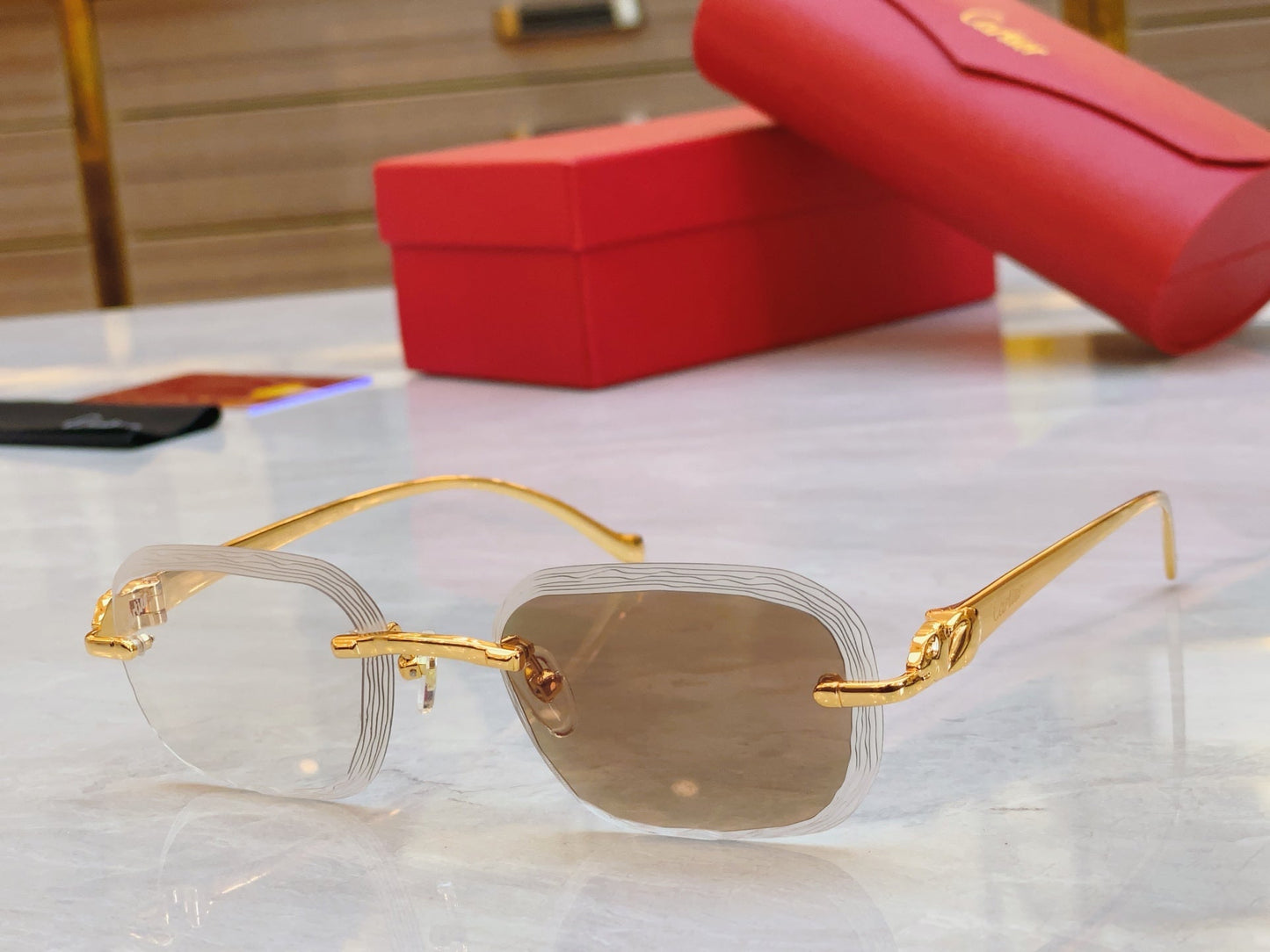 High end unique cut ripple color changing sunglasses