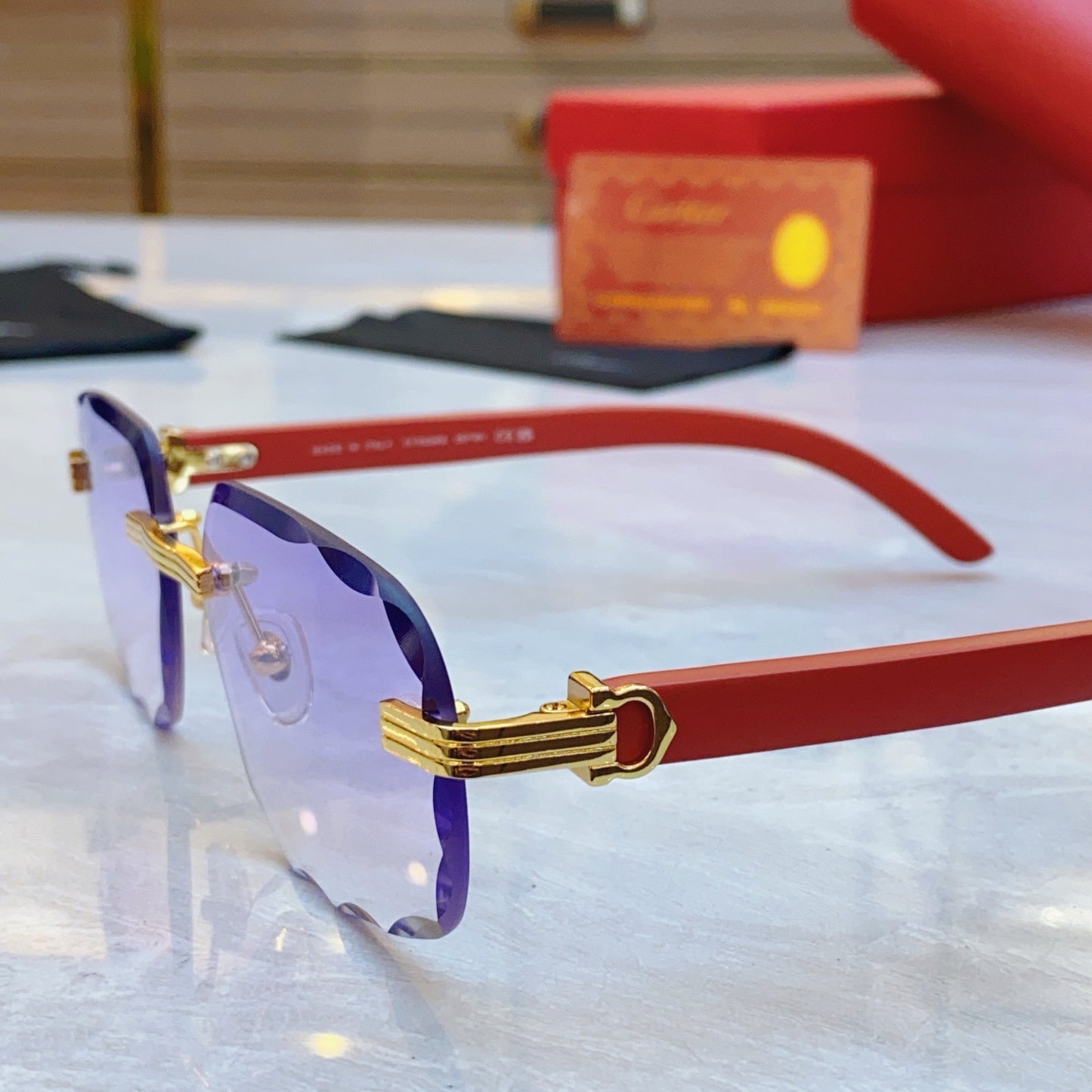 High end cutting wave frameless sunglasses