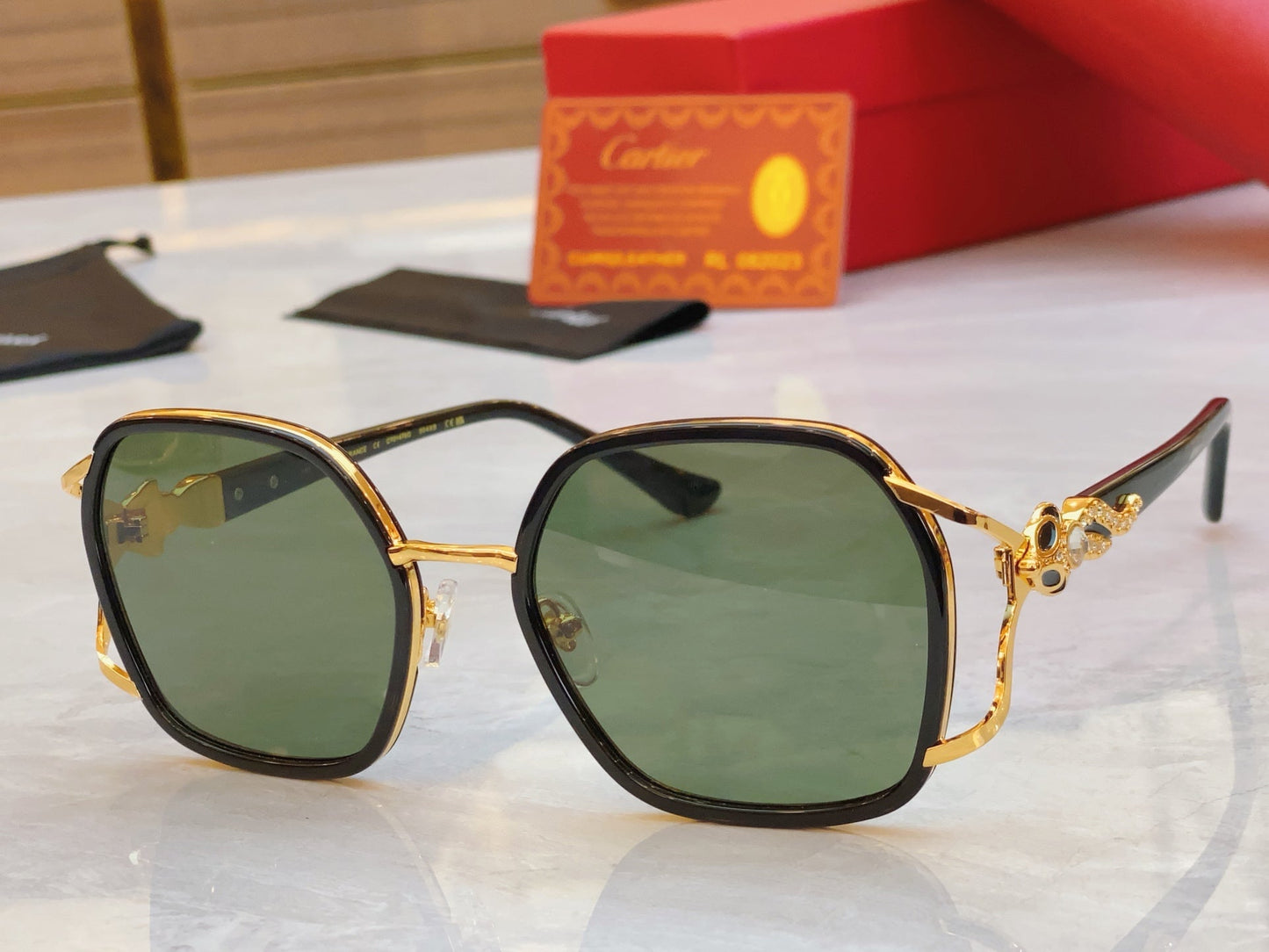 High end diamond studded large frame leopard print sunglasses