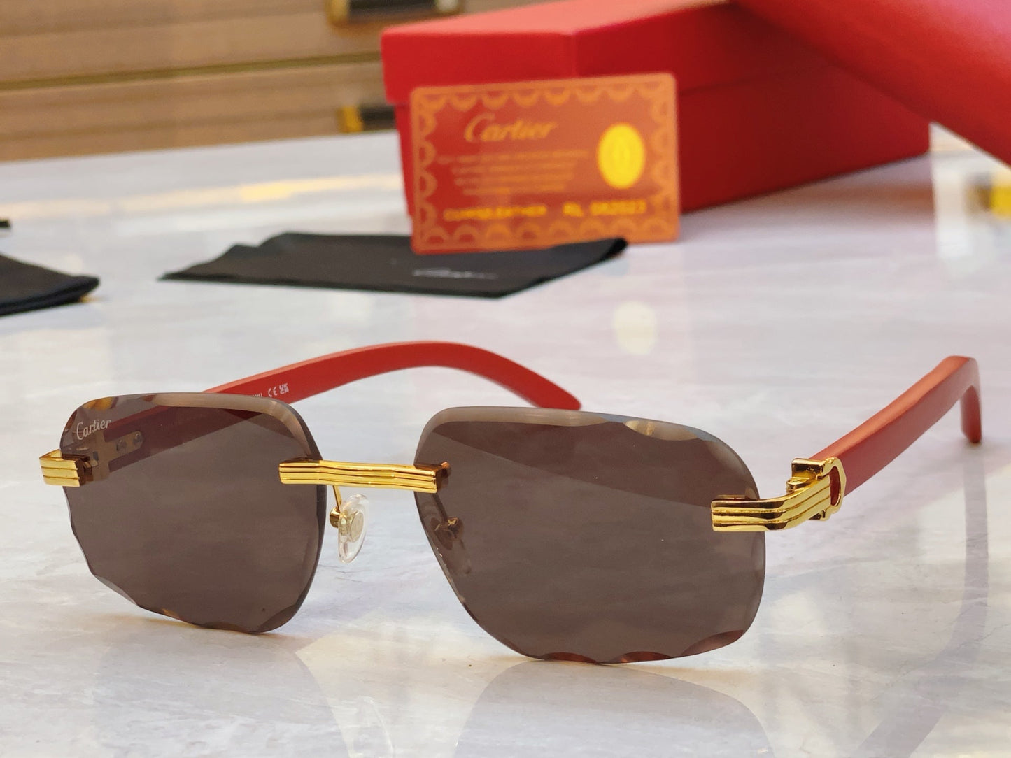 High end cutting wave frameless sunglasses