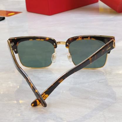 High end half frame design leopard print sunglasses