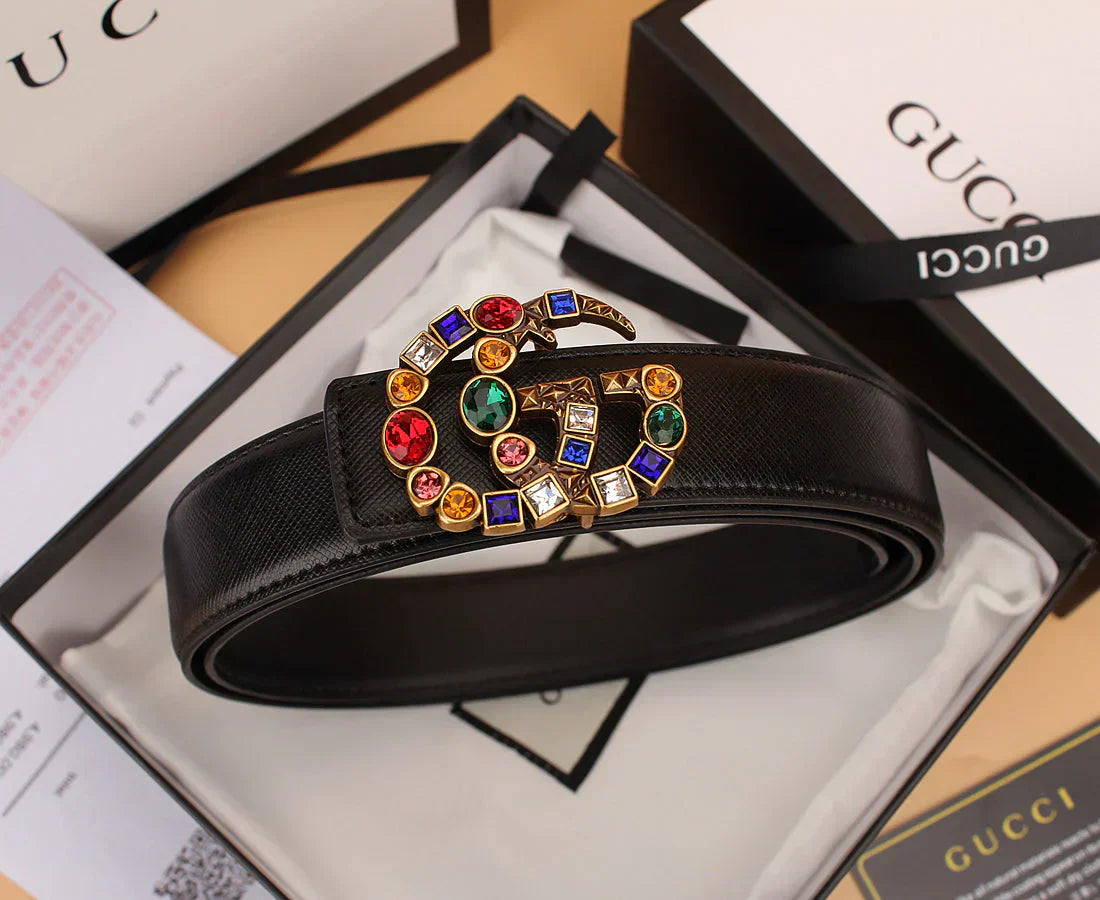 2 double G irregular colored diamond belts