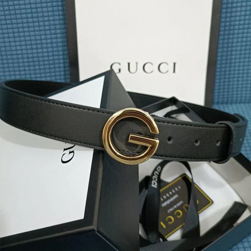 3 Colors Lingle G Black Leather Belt