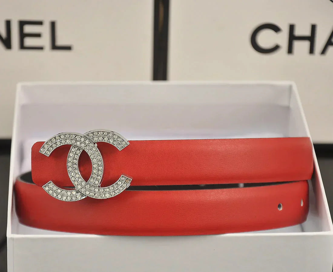 6 color double C pearl rhinestone belt