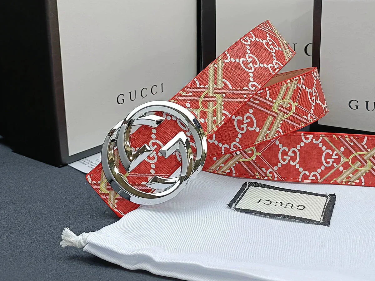 3 Colors double G stripe calico belt Gender: general