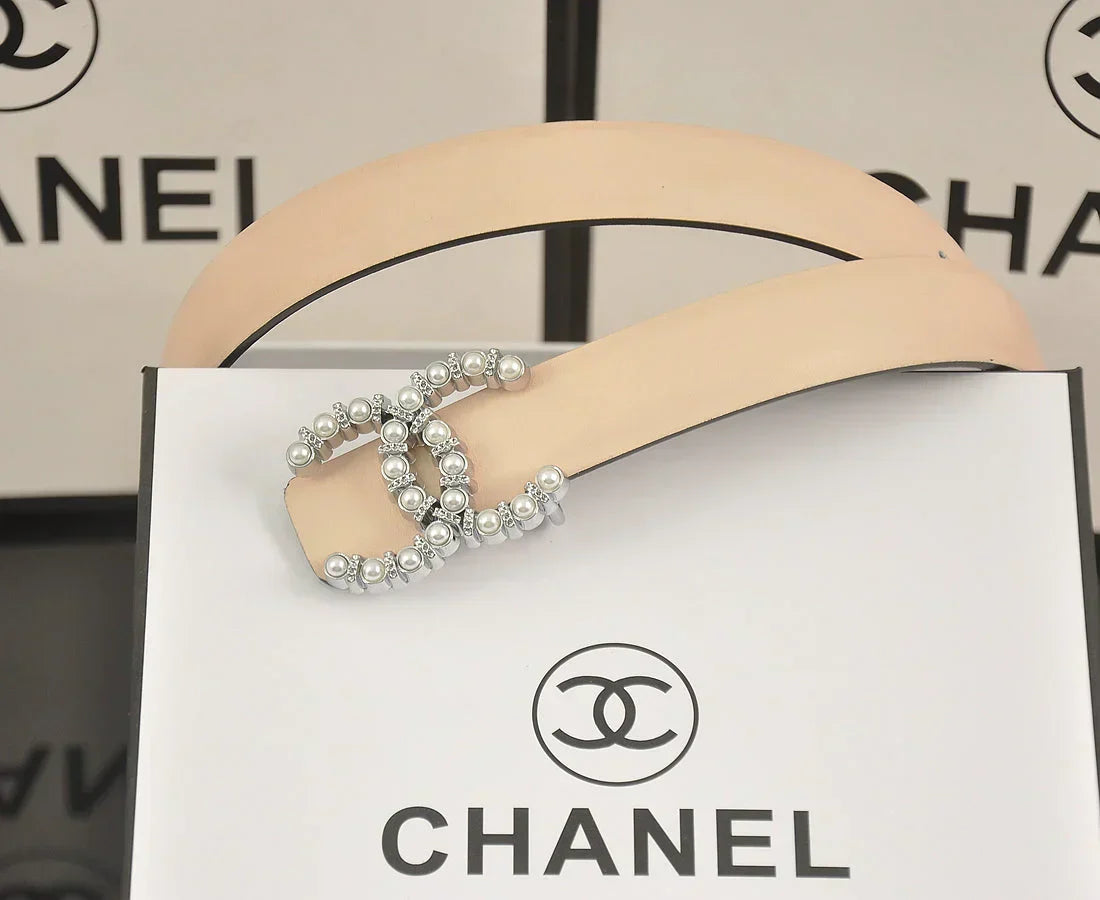 6 color double C pearl rhinestone belt