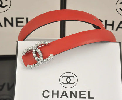 6 color double C pearl rhinestone belt