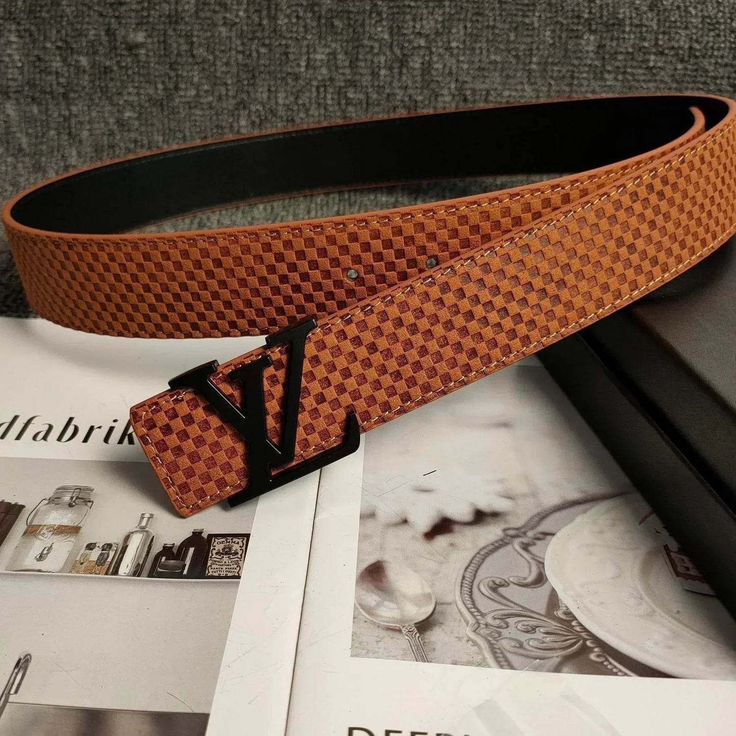 3 Colors  Orange Leather Belt