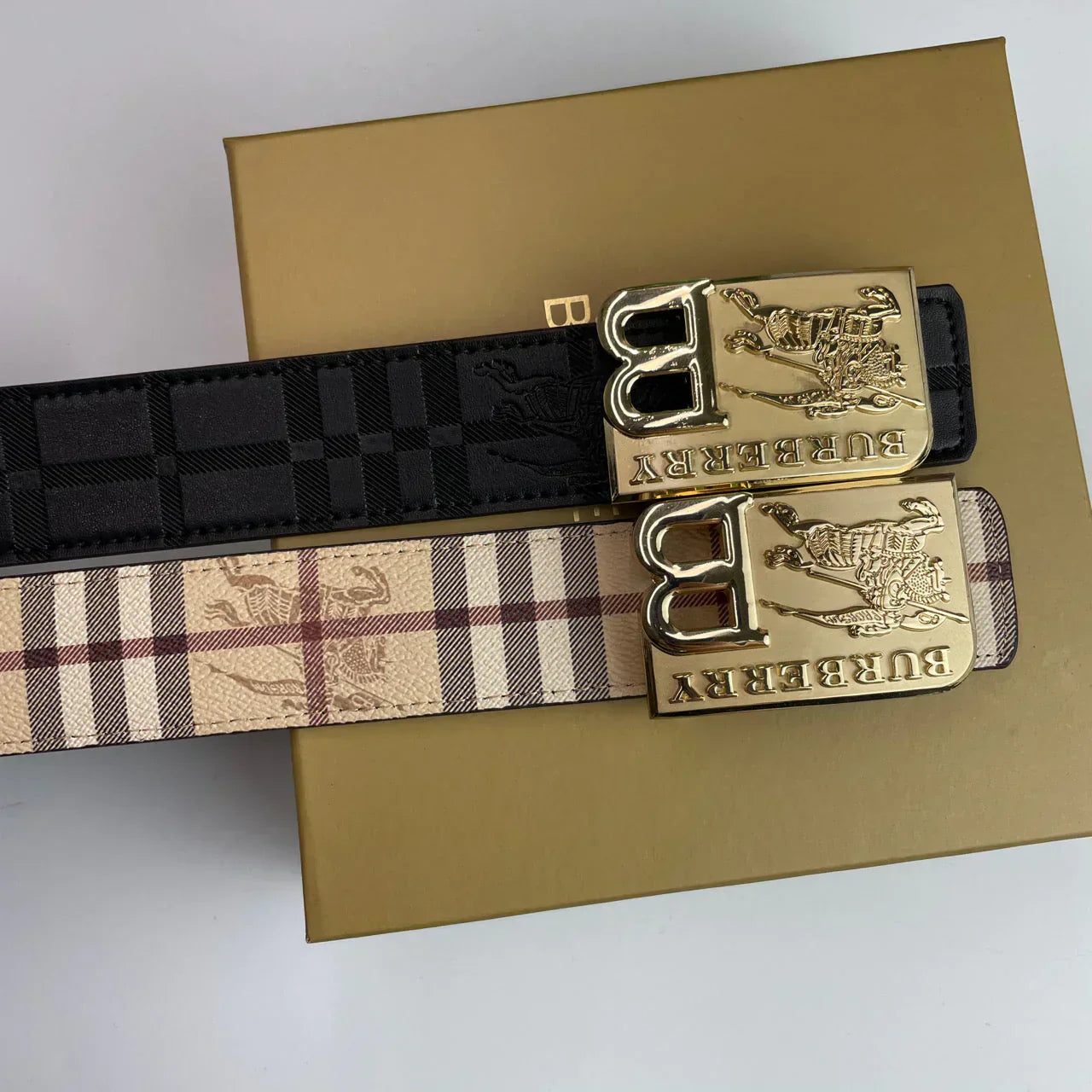 4 Colors printed letter buckle leather belt
