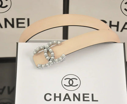 6 color double C pearl rhinestone belt