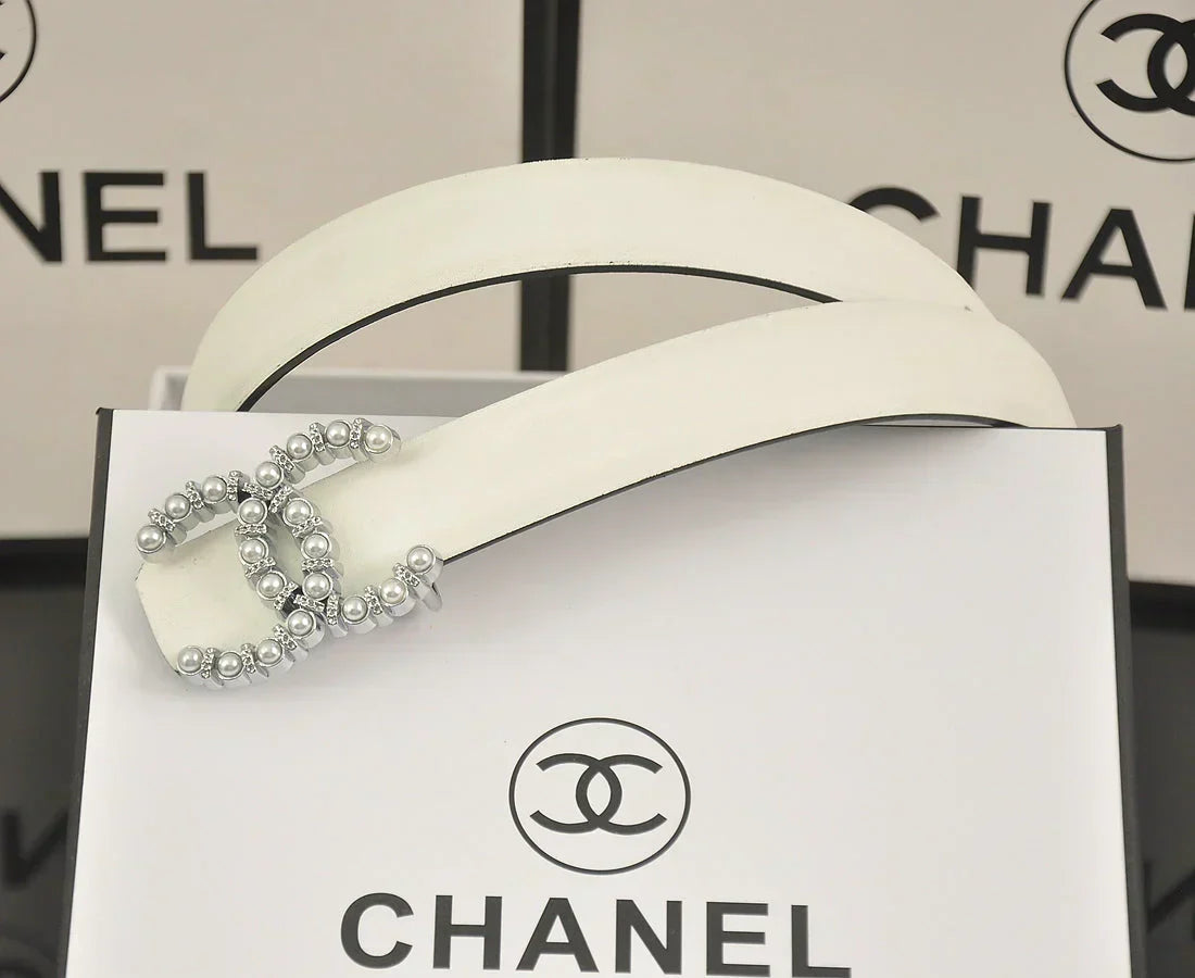 6 color double C pearl rhinestone belt