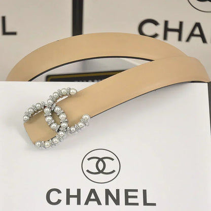 6 color double C pearl rhinestone belt