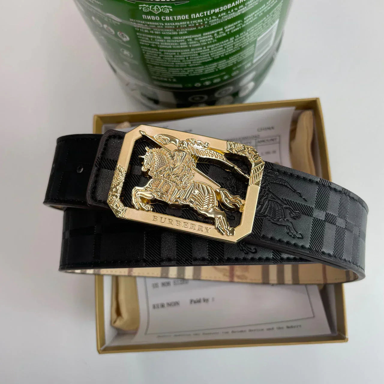 4 Colors printed letter buckle leather belt