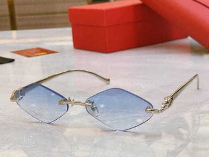 Oblique quadrilateral frameless design high-end sunglasses