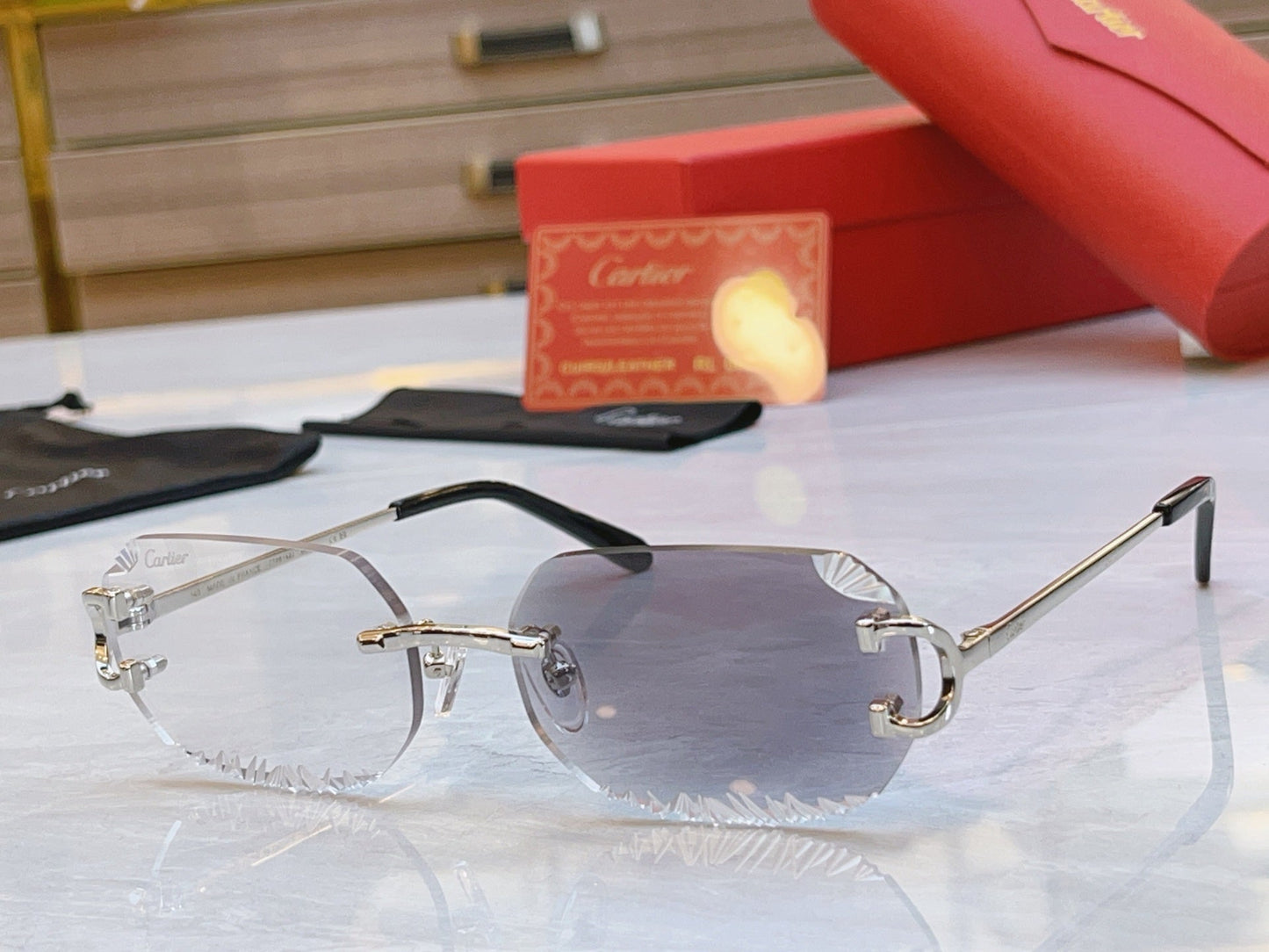 High end classic precision cut quadrilateral color changing sunglasses