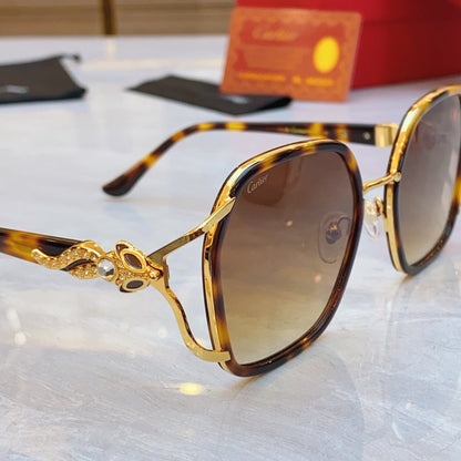 High end diamond studded large frame leopard print sunglasses