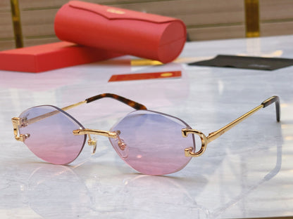 Elegant and high-end diagonal cut design frameless sunglasses