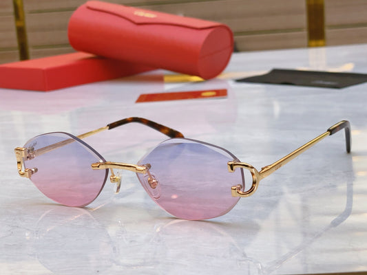 Elegant and high-end diagonal cut design frameless sunglasses