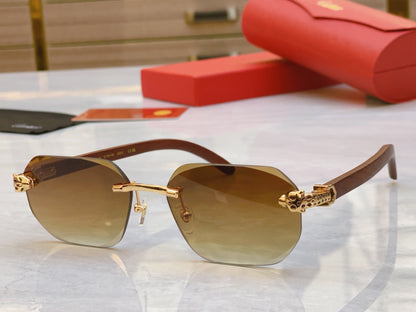 High end leopard precision cut lens sunglasses