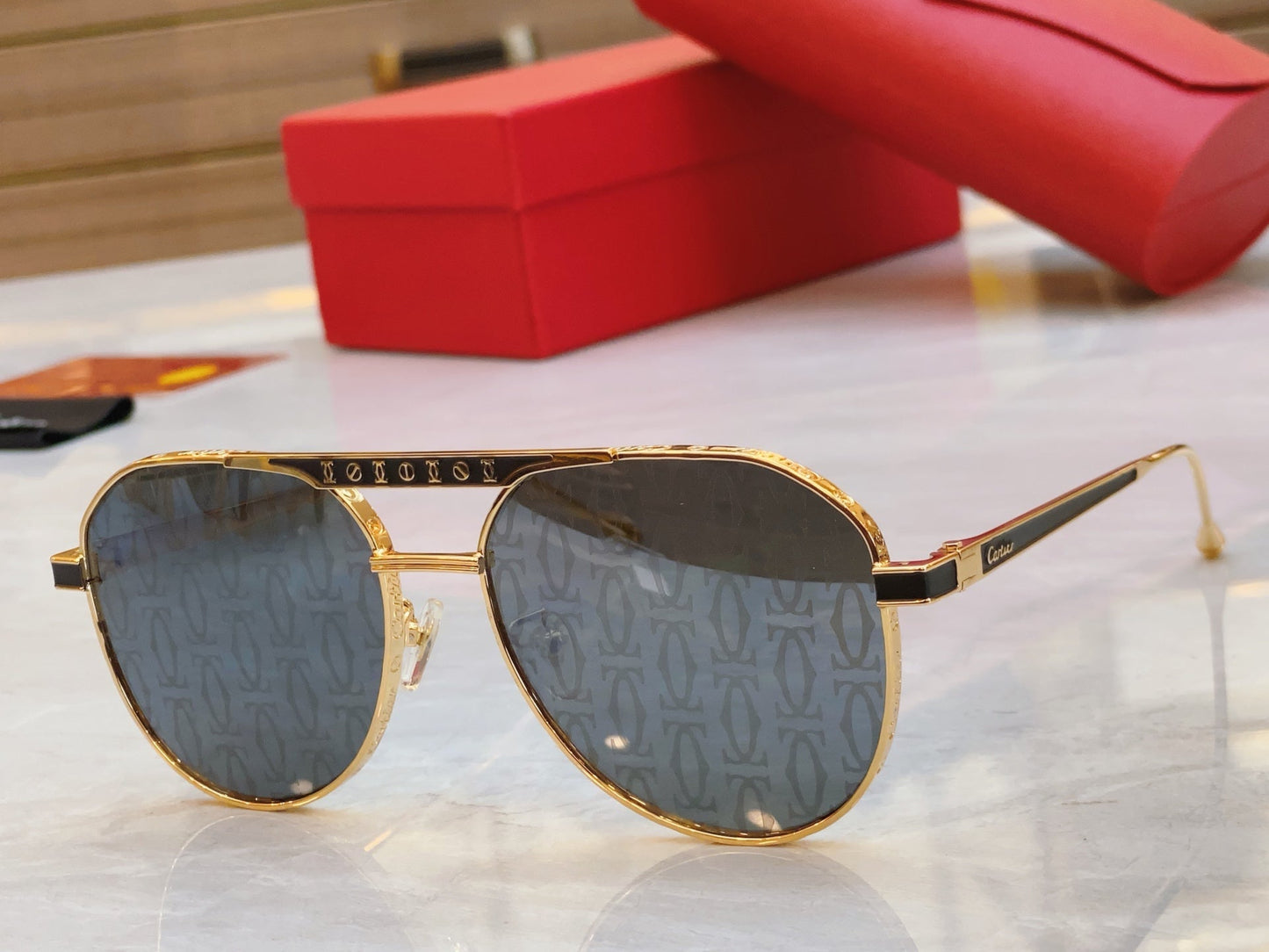 High end engraved sunshade sunglasses