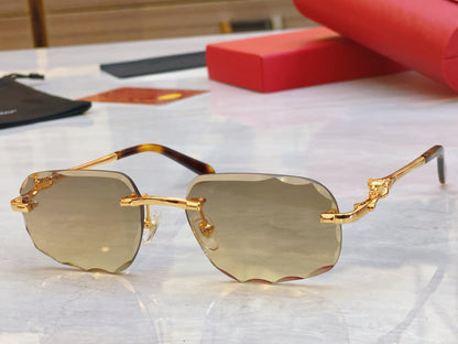 High end cut lens leopard frameless sunglasses