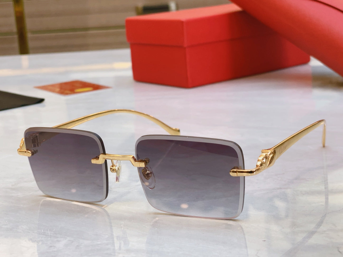 Square frameless design high-end sunglasses