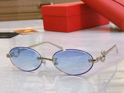 Creative carving high-end leopard oval sunglasses