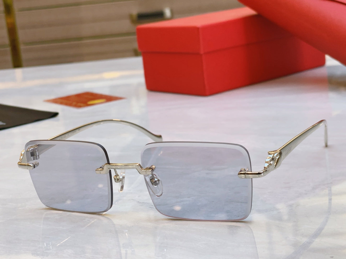 Square frameless design high-end sunglasses