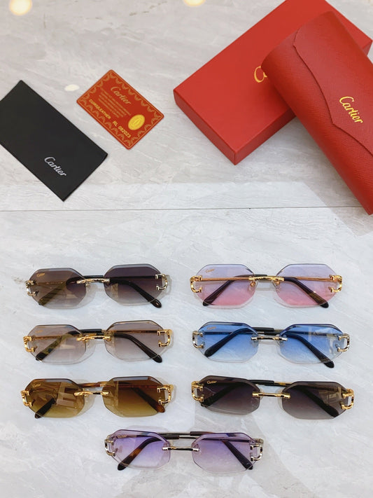 High end hexagonal cut frameless sunglasses