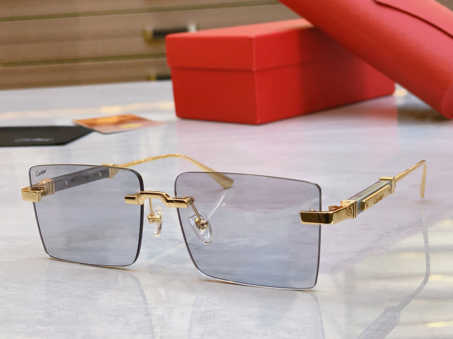 ﻿High-end Chic Gradient Square Rimless Shades Sunglasses