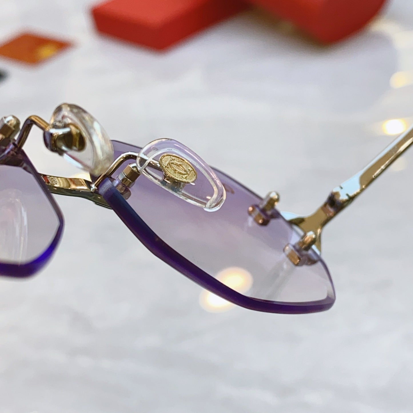 High end hexagonal cut frameless sunglasses