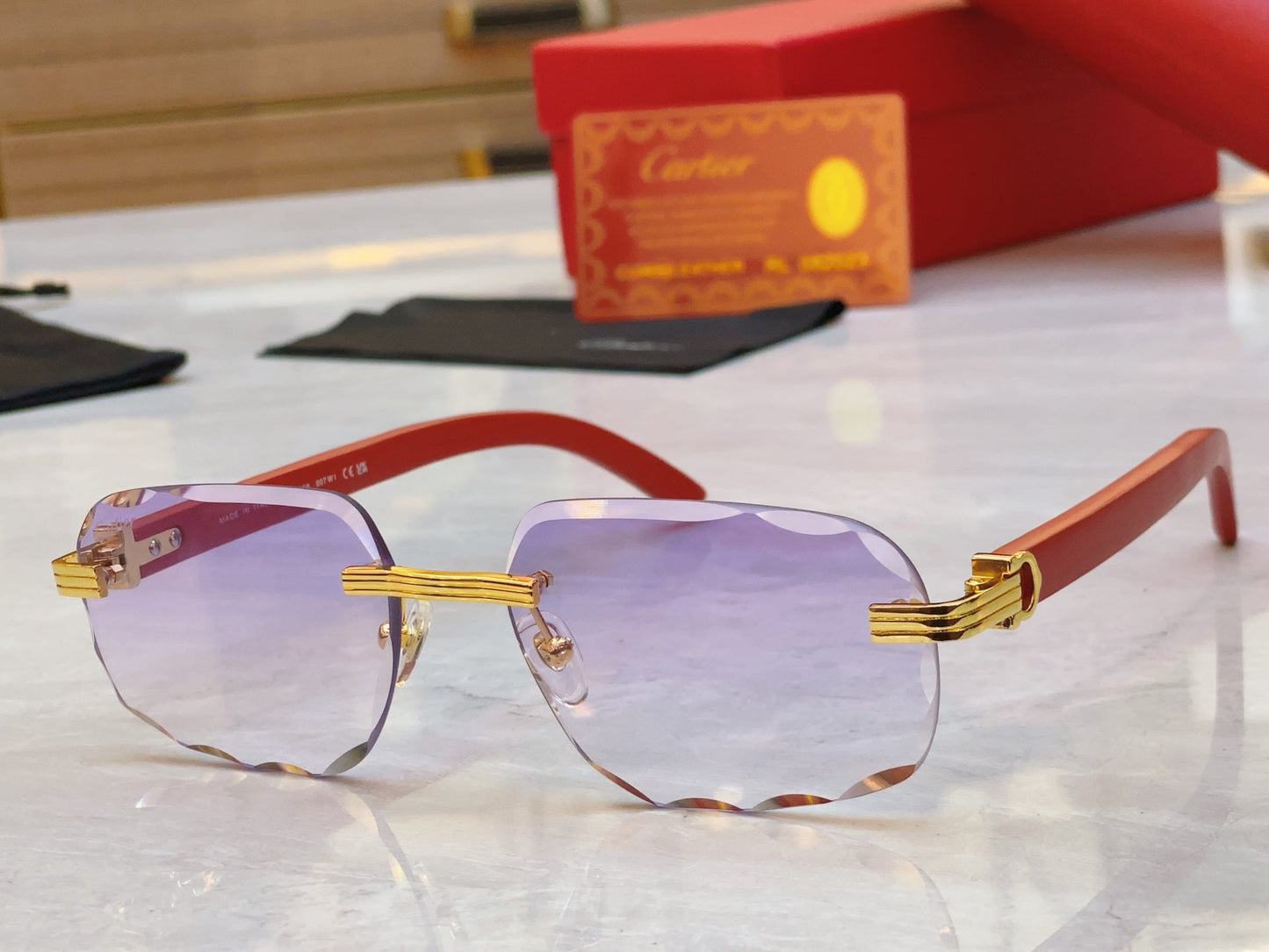 High end cutting wave frameless sunglasses