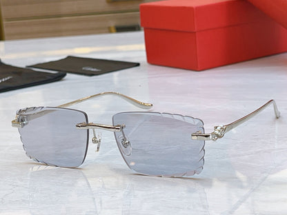 High end metal leg cut quadrilateral sunglasses