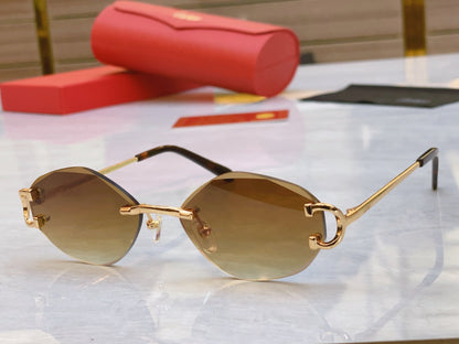 Elegant and high-end diagonal cut design frameless sunglasses