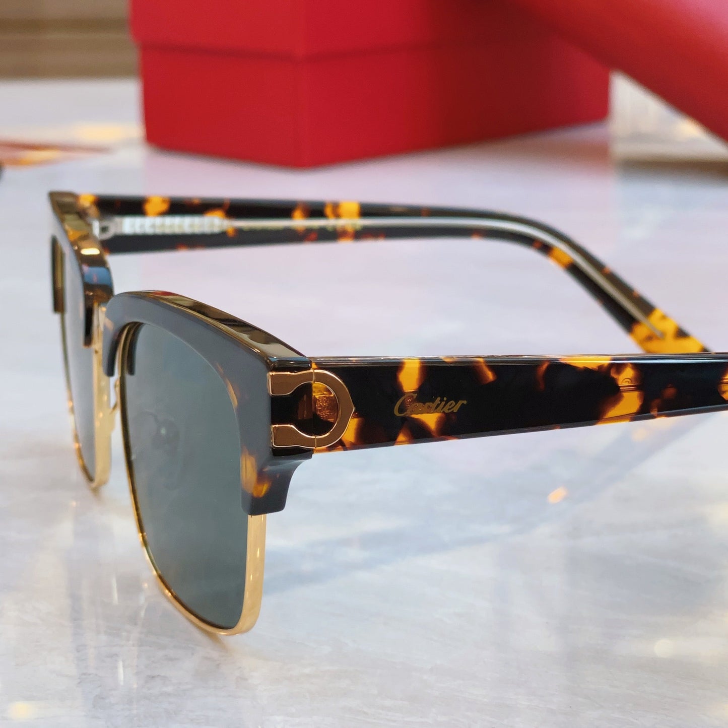 High end half frame design leopard print sunglasses