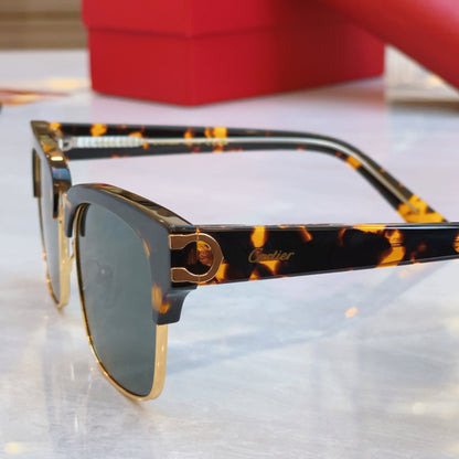 High end half frame design leopard print sunglasses