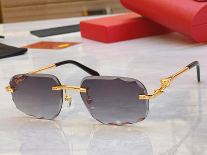 High end cut lens leopard frameless sunglasses