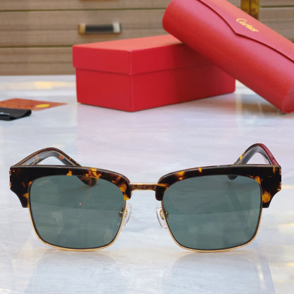 High end half frame design leopard print sunglasses
