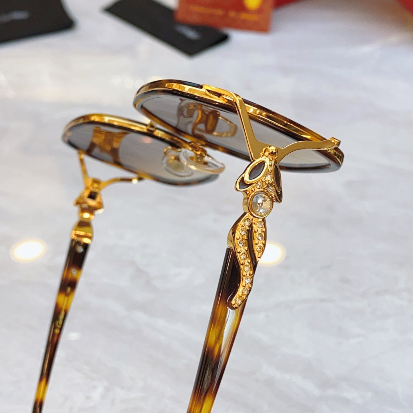 High end diamond studded large frame leopard print sunglasses