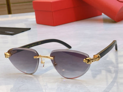 Classic leopard cut triangular wooden leg high-end sunglasses