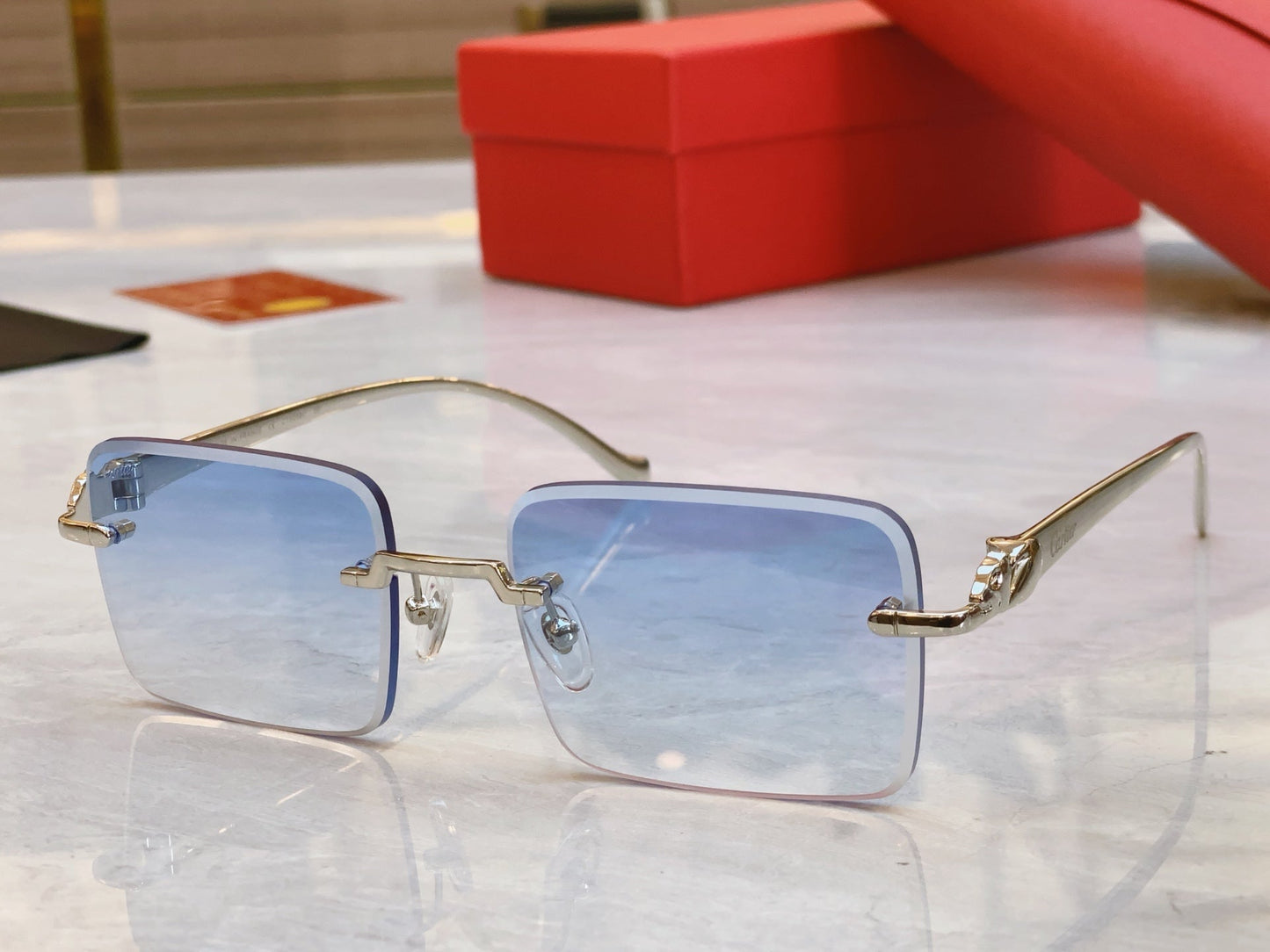 Square frameless design high-end sunglasses