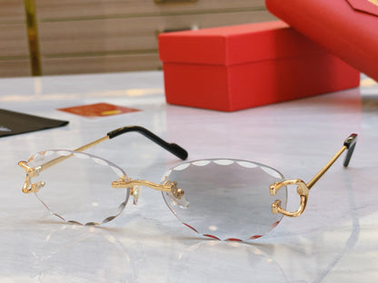 High-end color change Unique wavy cut lens sunglasses