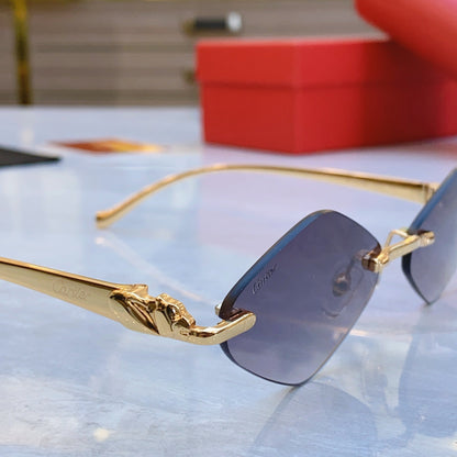 Oblique quadrilateral frameless design high-end sunglasses