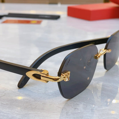 High end leopard finely cut wooden temple sunglasses