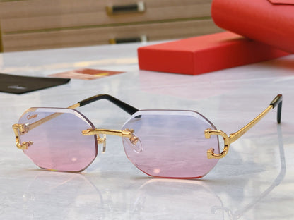 High end hexagonal cut frameless sunglasses